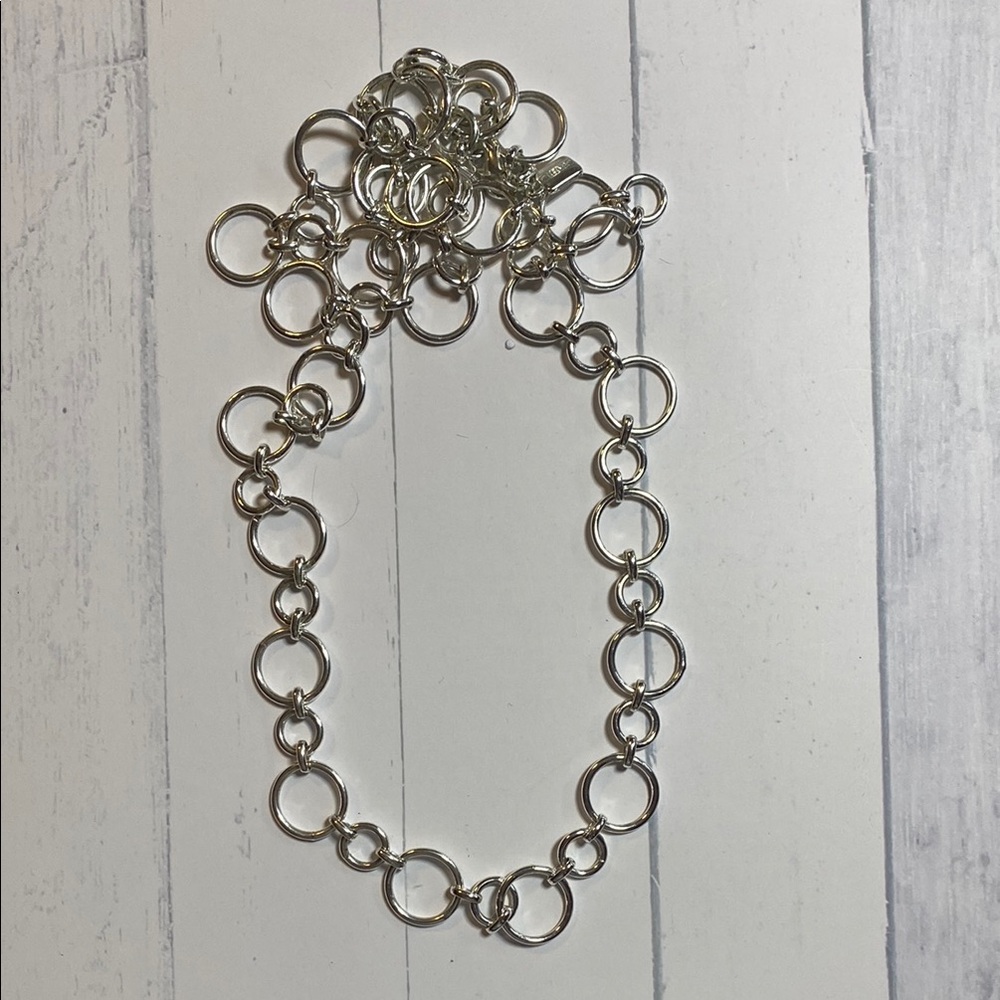 Chaps Silver Interlocking Circle Link Necklace Mo… - image 2